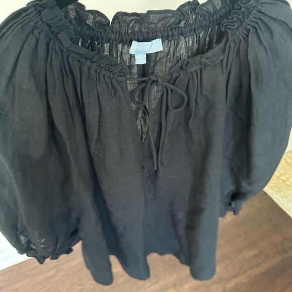 Antonio Melani Black Linen Blend Top L - Picture 2 of 7